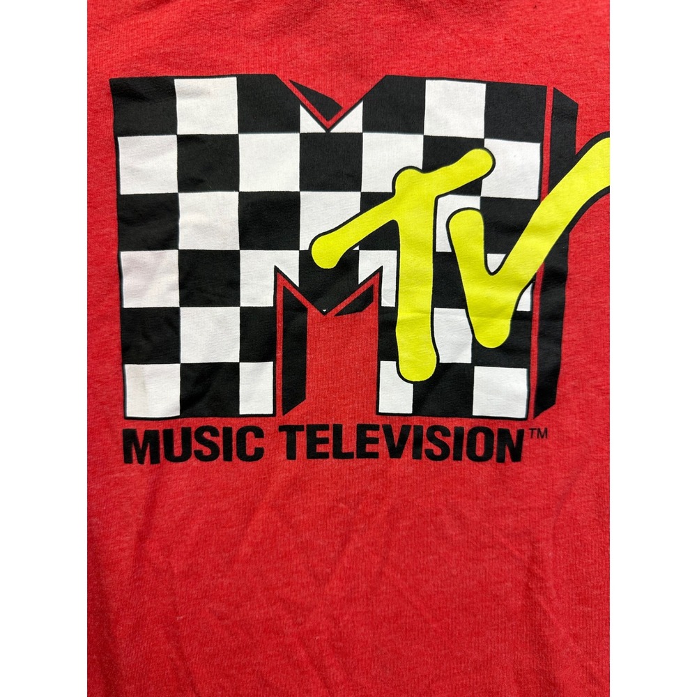 MTV Music Television Boys Red Graphic T-Shirt Size M‎ 8 Checkered Logo 2021